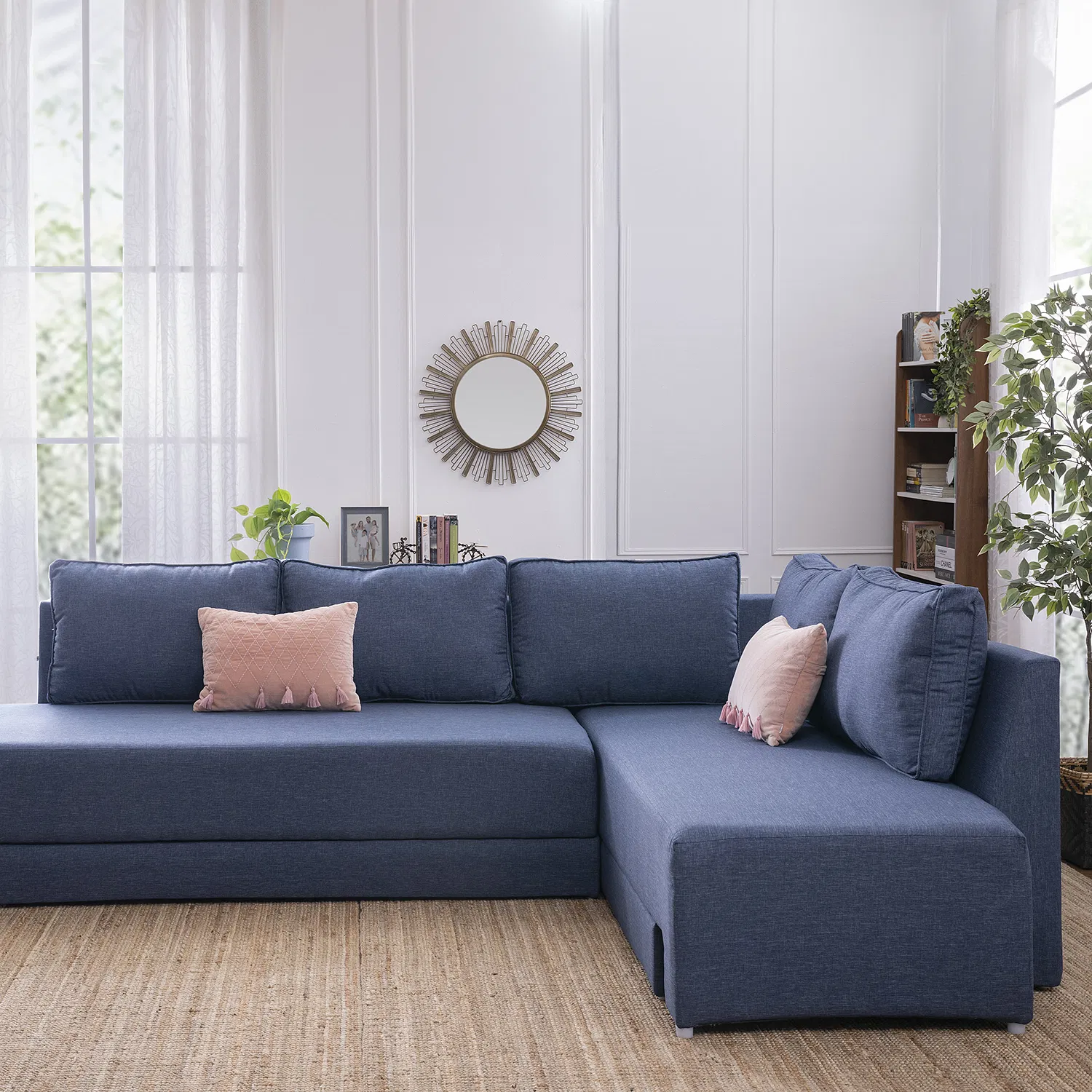 Lana Fabric Sofa Cum Bed in Denim Blue Color - Image 5