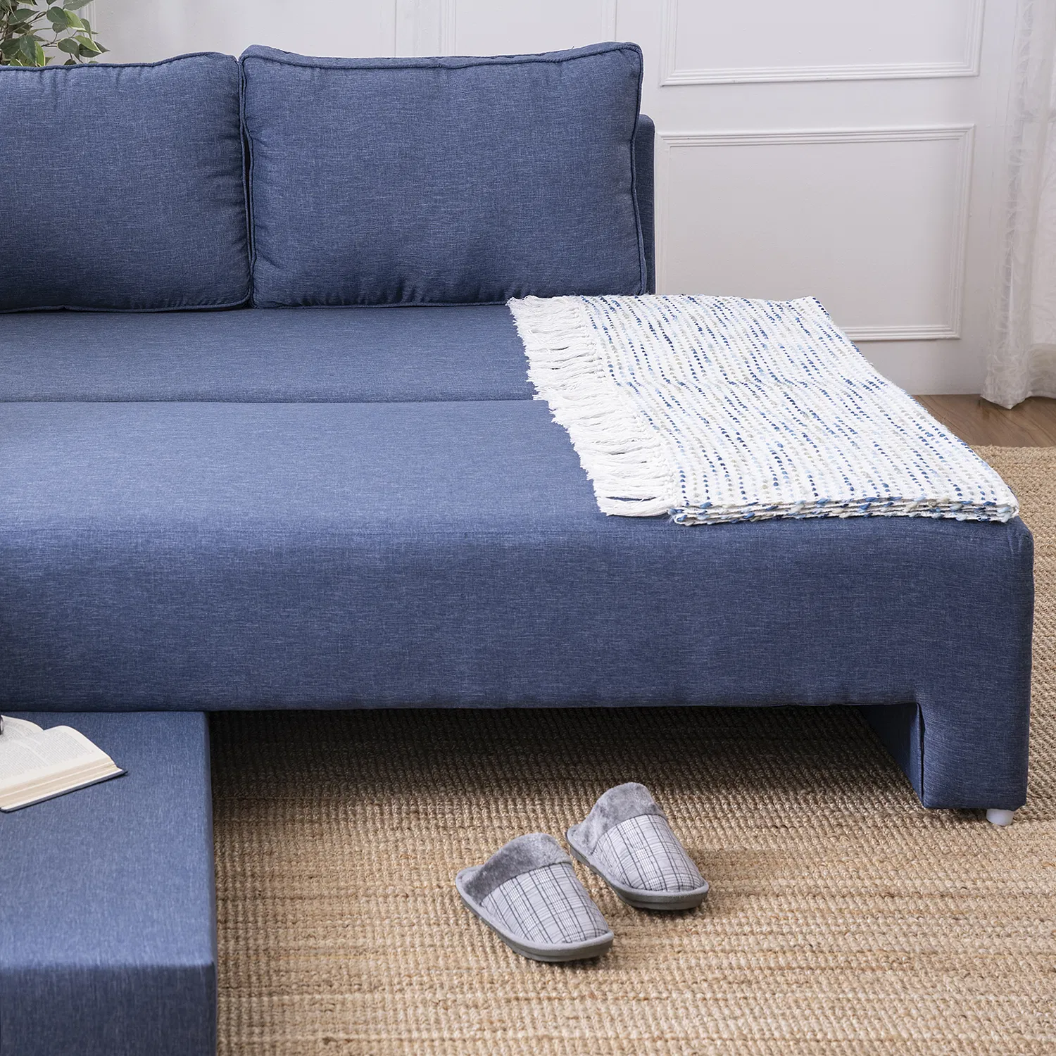 Lana Fabric Sofa Cum Bed in Denim Blue Color - Image 6