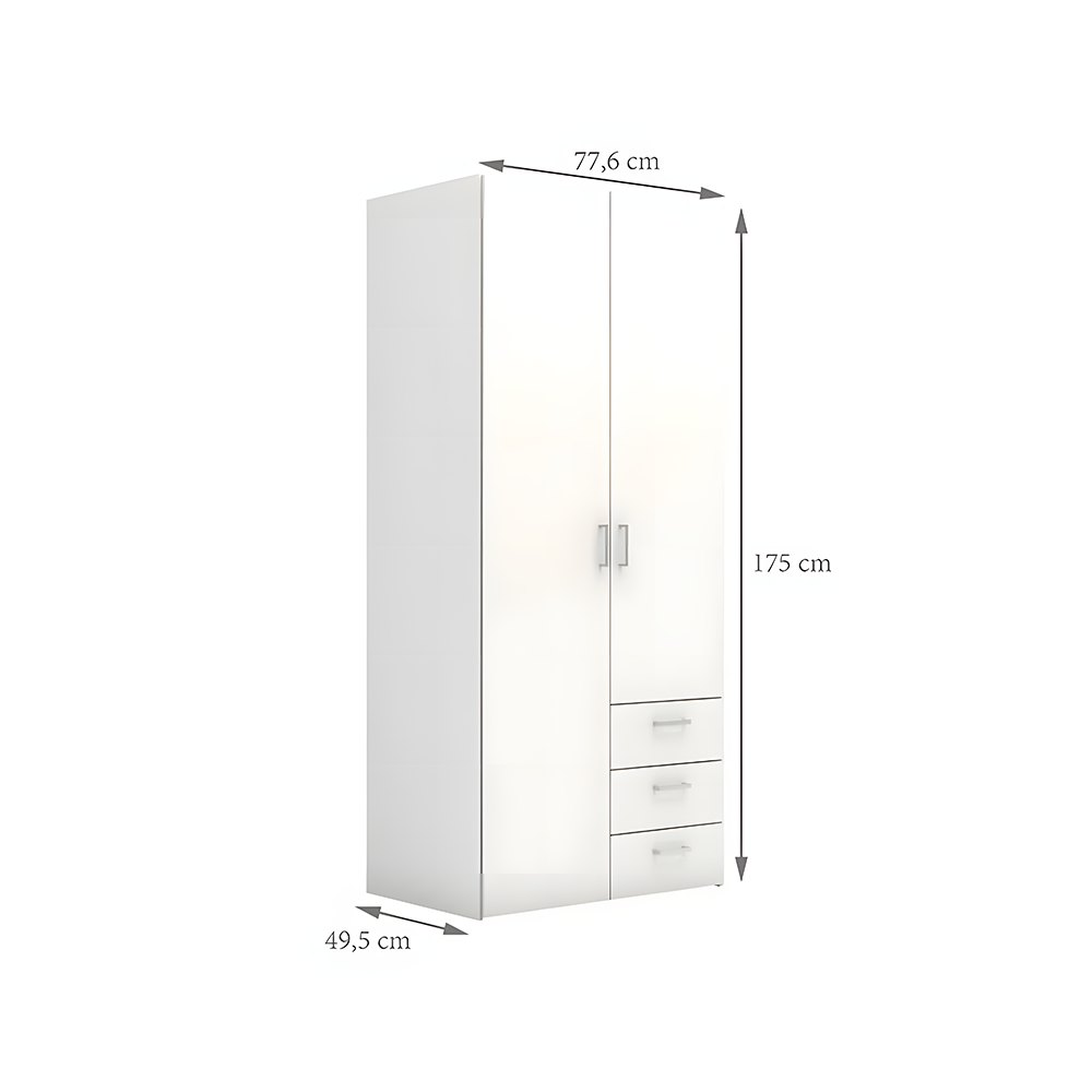 Double door wardrobe with drawer - Image 4