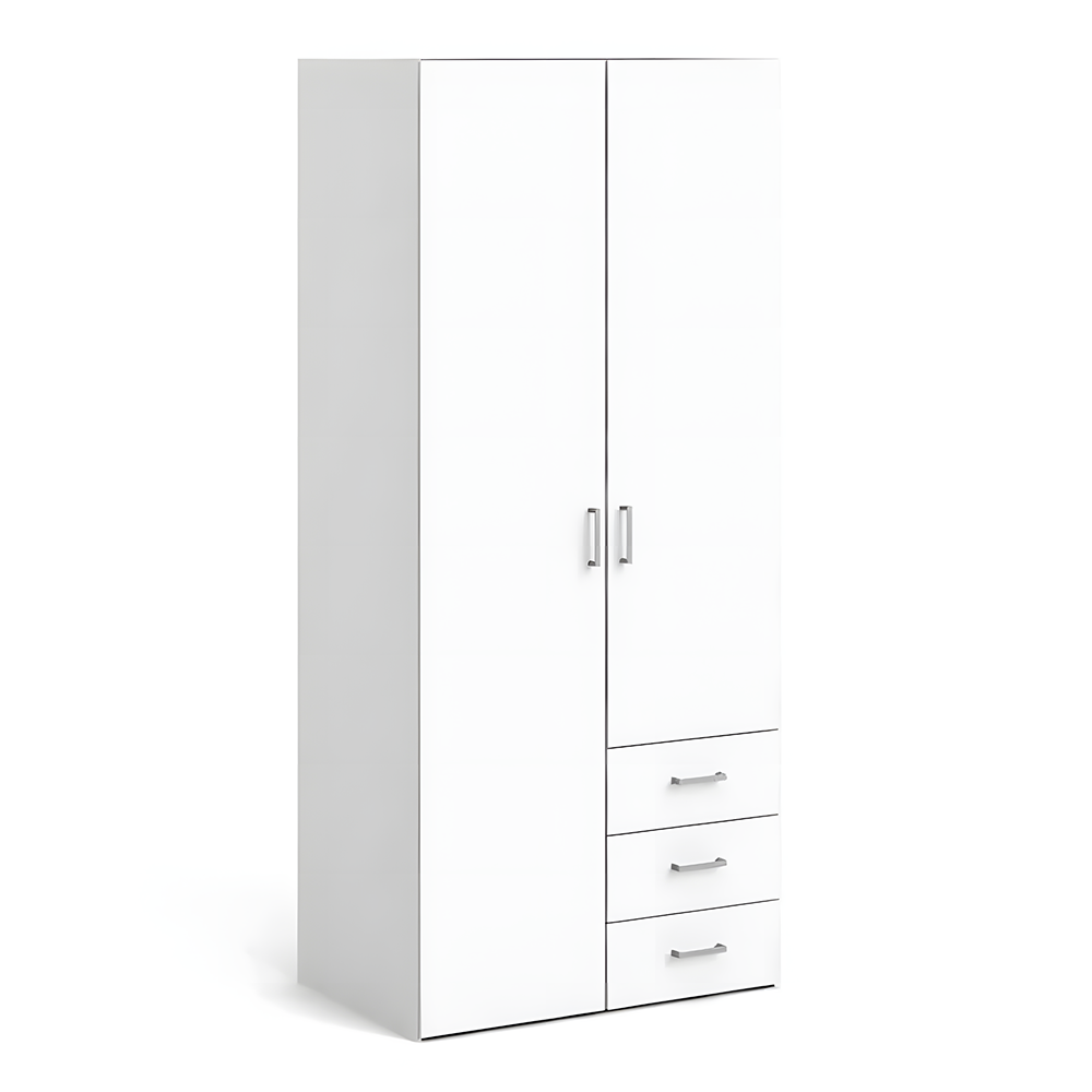 Double door wardrobe with drawer