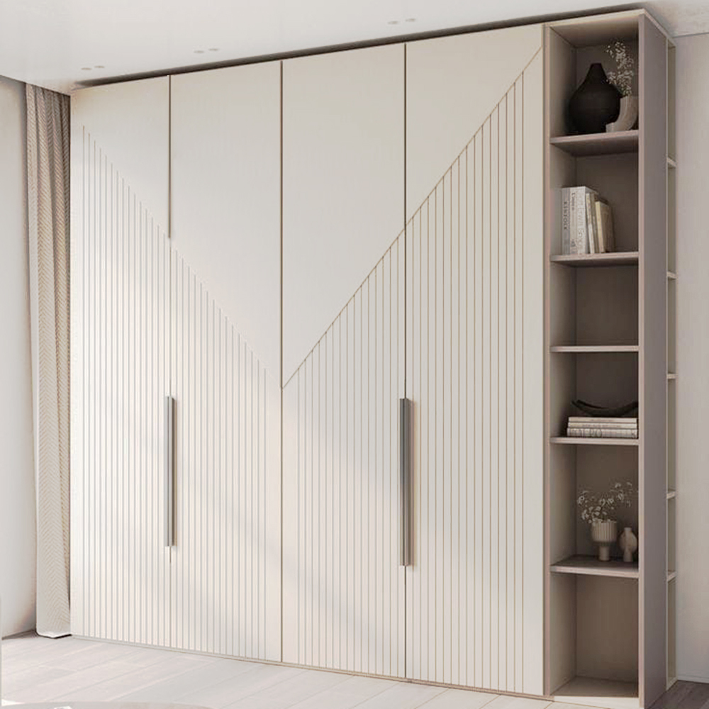 Modern Geometric Fluted Wardrobe with Integrated Side Shelving