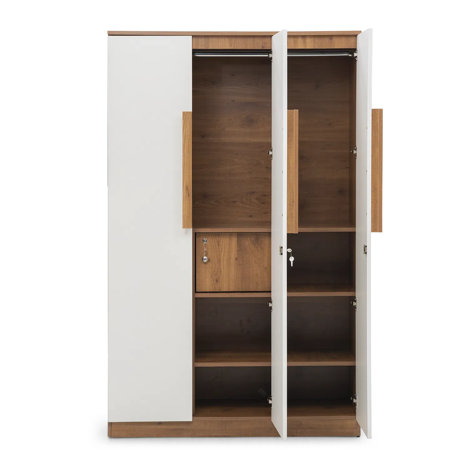 Bianca Engineered Wood 3 Door Wardrobe with Mirror in Ivory White Finish - Image 8