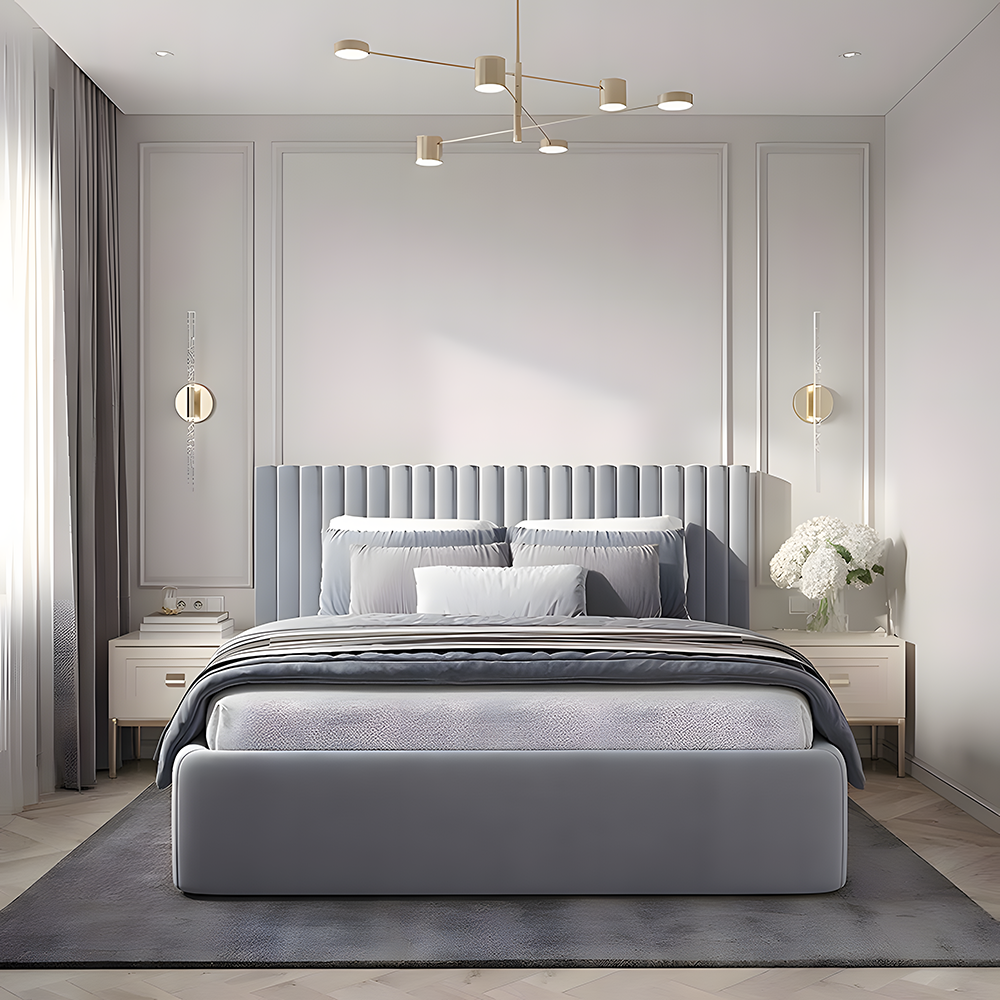 Modern Two-Tone Upholstered Bed