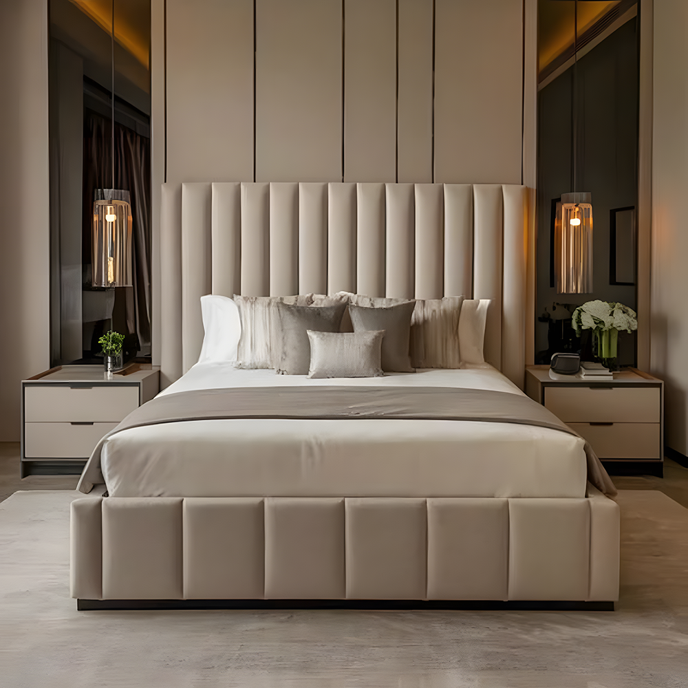 Vertical Channel Tufted Platform Bed